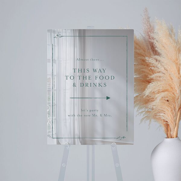 Exquisite Branches Botanical Mirrored Acrylic Direction Sign Medium Deep Lake Mirrored Acrylic M Direction Standard