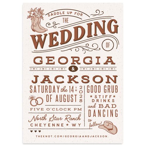 Western I Do BBQ Wedding Invitations Saddle Signature Blank No Standard