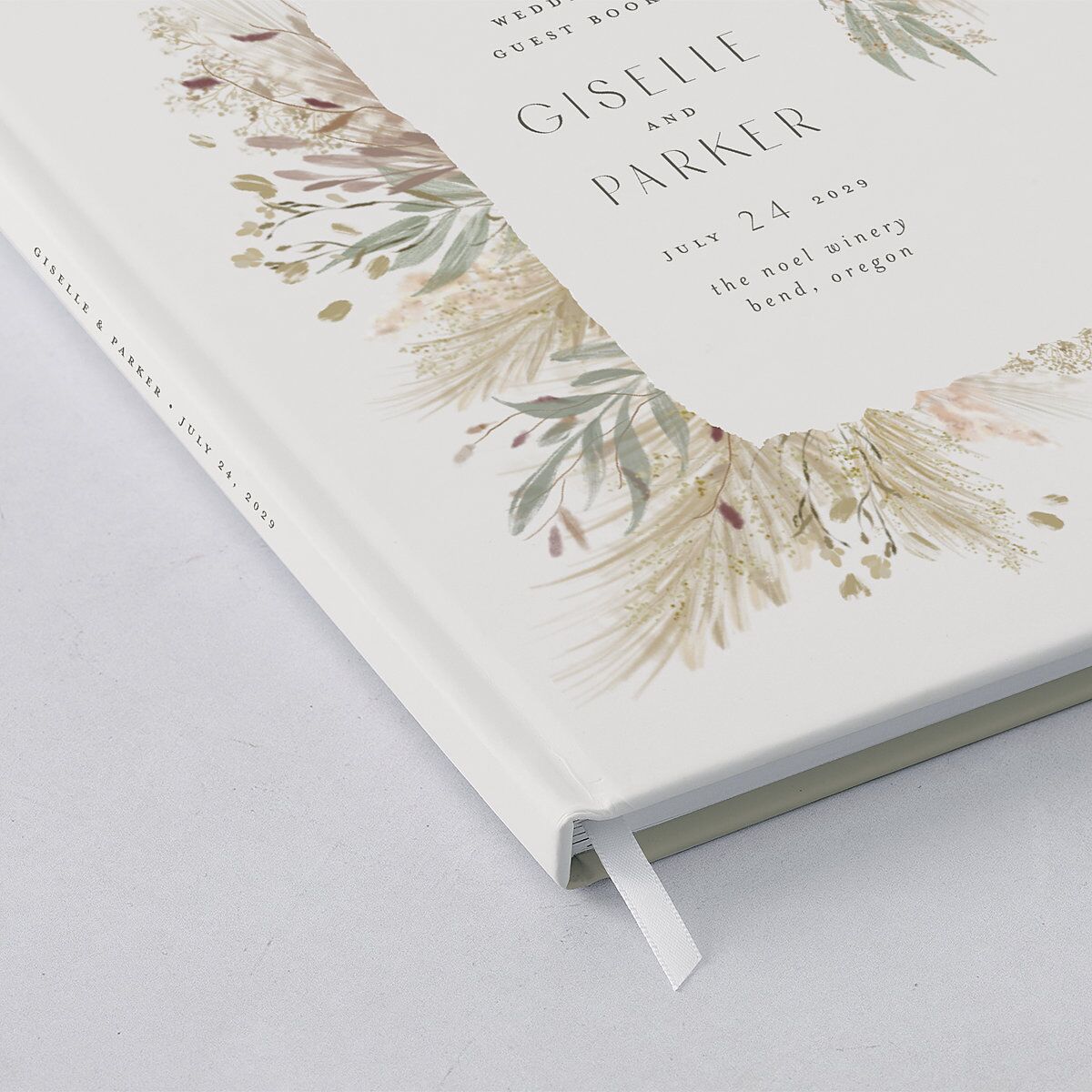 Ethereal Pampas Wedding Guest Book Thyme