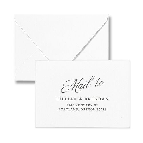 Technicolor Calligraphy Photo Response Card Euro Envelopes White Pure White Return Address Luxe