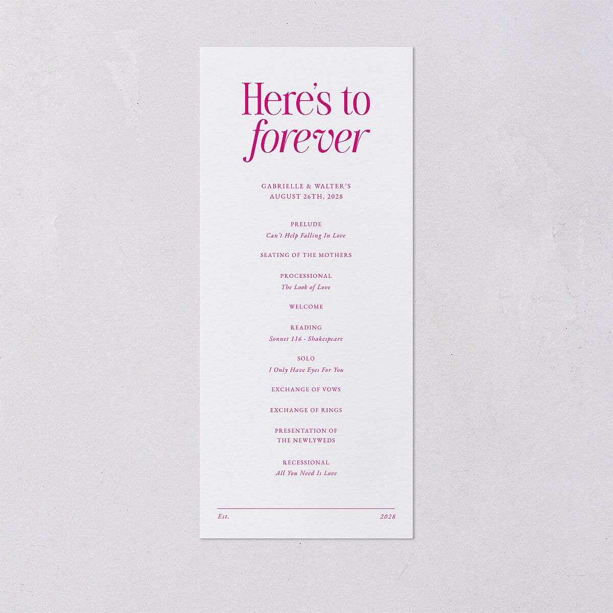 Stay For The Party Wedding Programs Hot Pink Signature