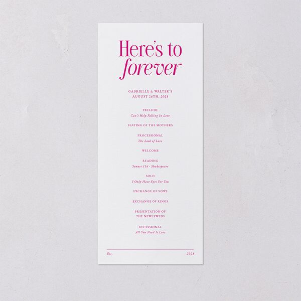 Stay For The Party Wedding Programs Hot Pink Signature