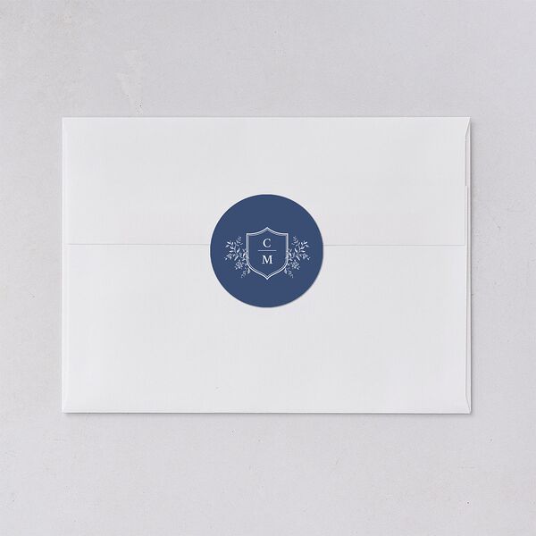 Elegant Photo Crest Wedding Stickers Sapphire Circle