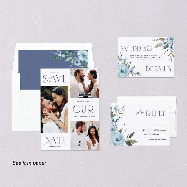 Beloved Union Digital Save the Date Cards Ocean Dusty Blue Lets Celebrate Standard