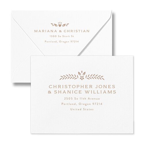 Papel Picado De Mexico Thank You Card Euro Envelopes White Taupe Both Recipient and Return Addresses Luxe Signature