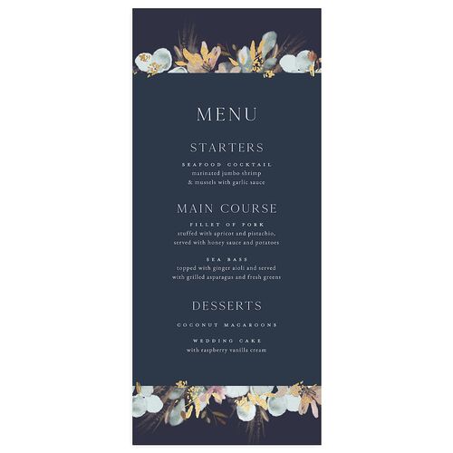 Eucalyptus Edges Menus Gold Navy Signature