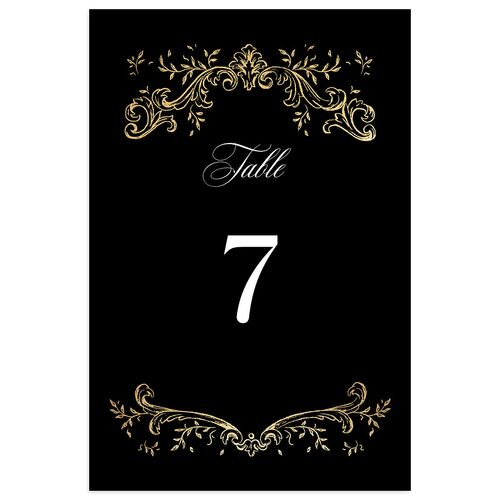 Formal Opulent Frame Foil Table Numbers Midnight Gold Signature