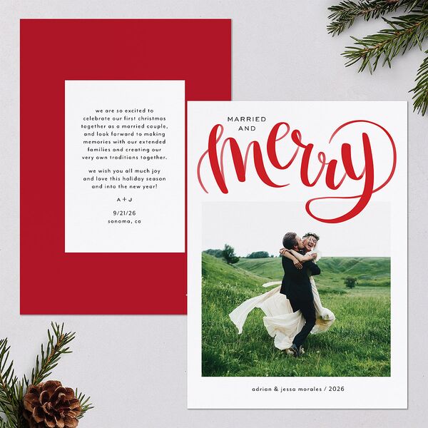 Painted Merry Holiday Cards Ruby Signature Blank Standard Portrait