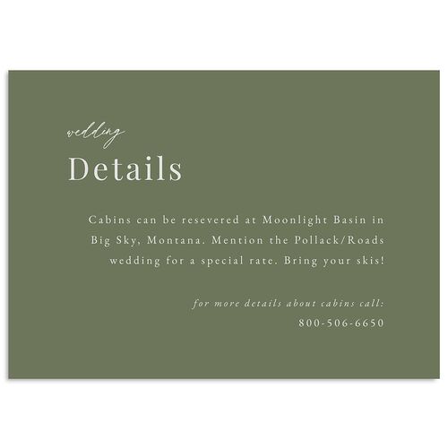 Snowy Mountainside Wedding Event Detail Cards Thyme Signature Standard