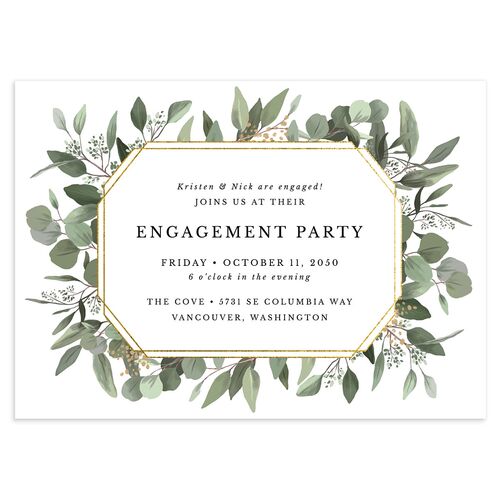 Eucalyptus Frame Engagement Party Invitations Pure White Signature Blank Standard