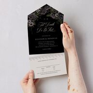Dark Gothic Roses All-in-One Wedding Invitations Midnight Signature Light Both Recipient and Return Addresses No