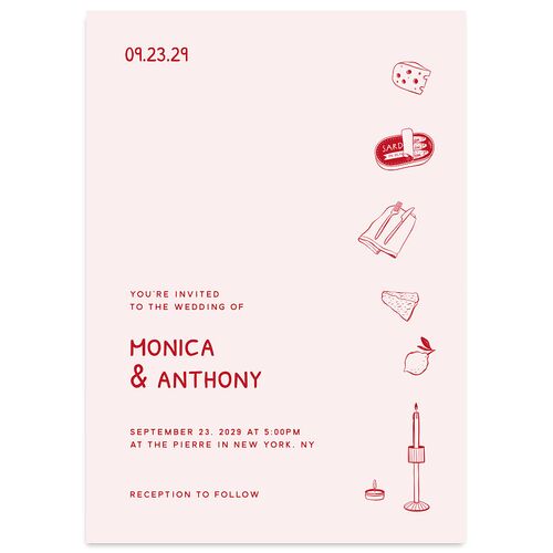 Hand Drawn Recipe Wedding Invitations Crimson Signature Blank No Standard