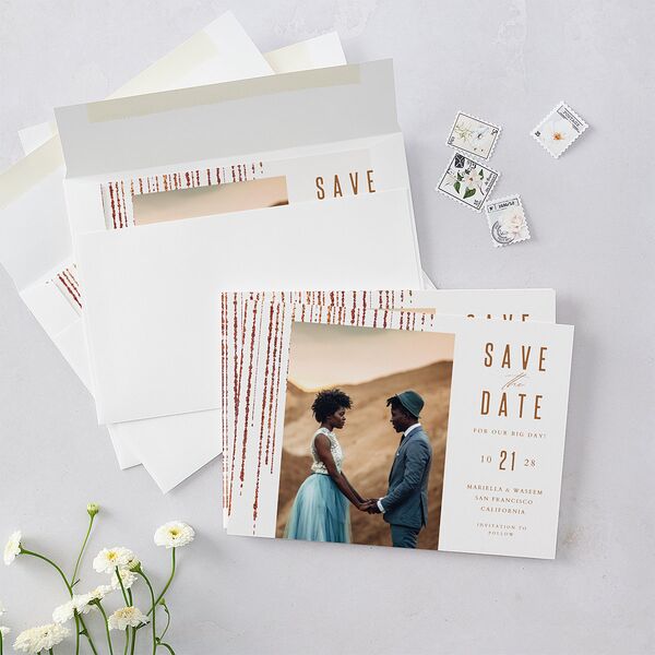 Classic Cascade Save The Date Cards Snow Signature smooth Blank No