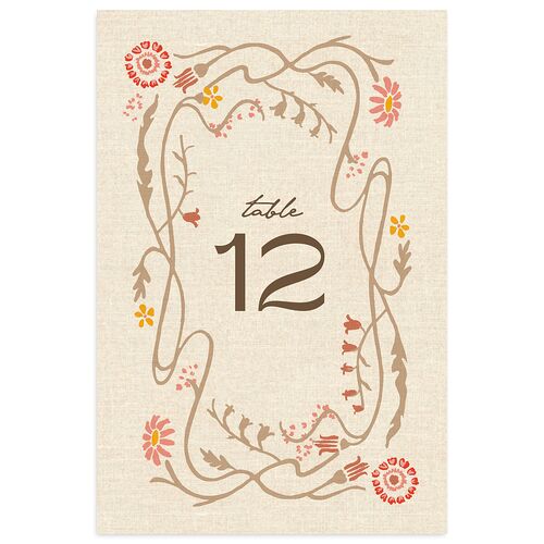 Wildflower Nouveau Table Numbers Mocha Signature