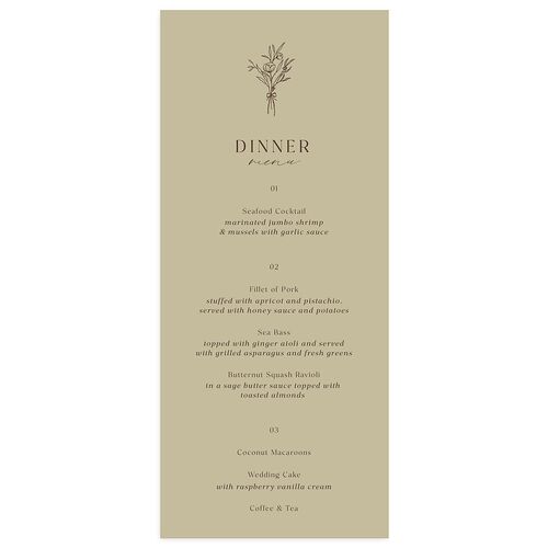 Simple Boho Flowers Menus Champagne Pearlescent