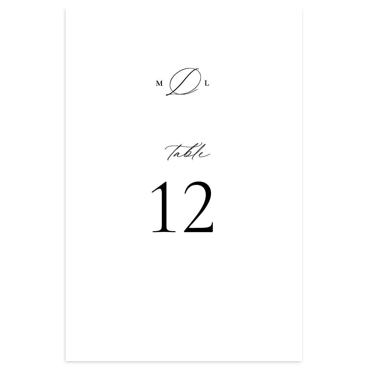 Black Tie Initial Table Numbers