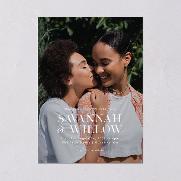 Elegant Snapshot Wedding Invitations Pure White Signature Blank No Standard