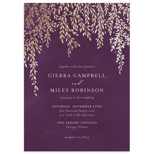 Emerald Forest Foil Wedding Invitations Gold Bordeaux Signature Blank No Standard