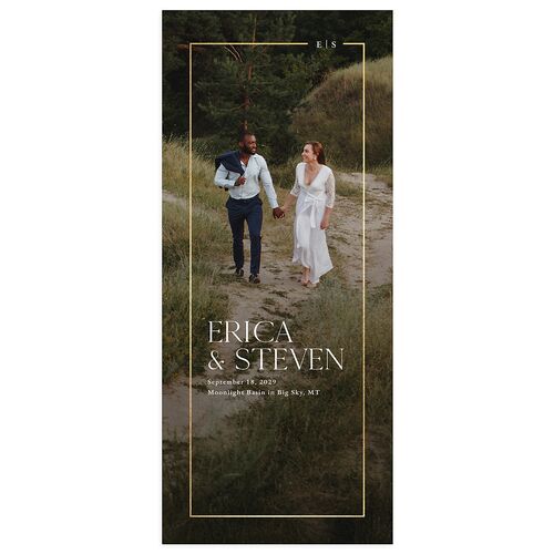 Minimalist Photo Frame Foil Wedding Programs Gold Charcoal Signature