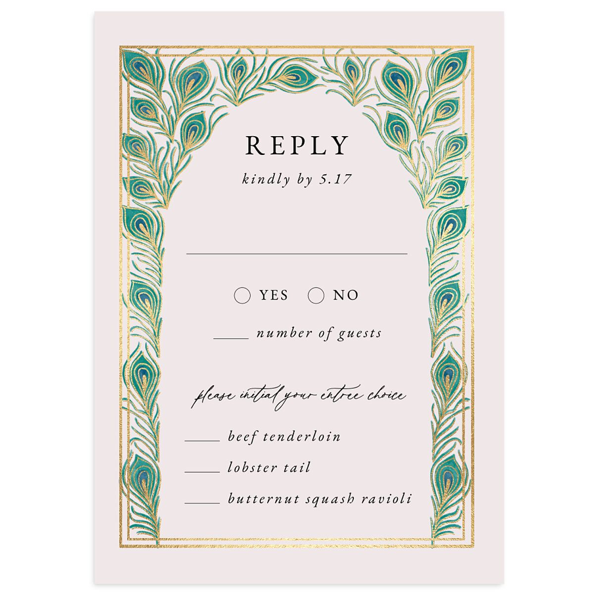 Peacock Nouveau Wedding Response Cards