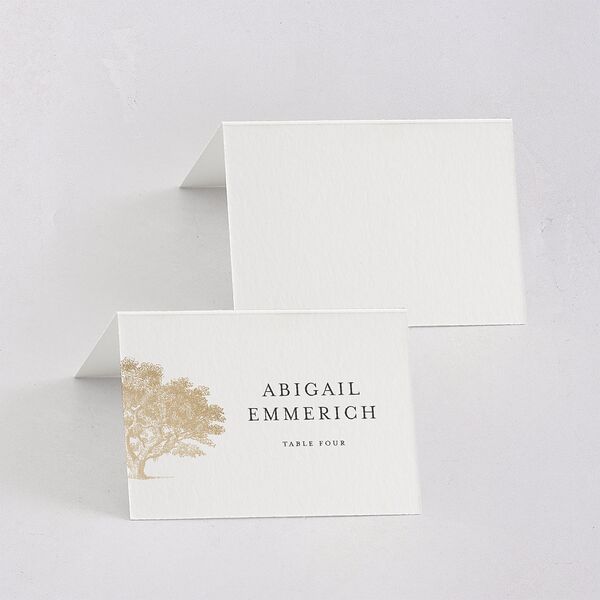 Southern Oak Tree Foil Place Cards Gold Pure White Signature