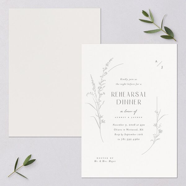 Minimal Wildflower Rehearsal Dinner Invitations Off-White Signature Blank