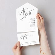 You Are Mine All-in-One Wedding Invitations Pure White Signature Light Both Recipient and Return Addresses No