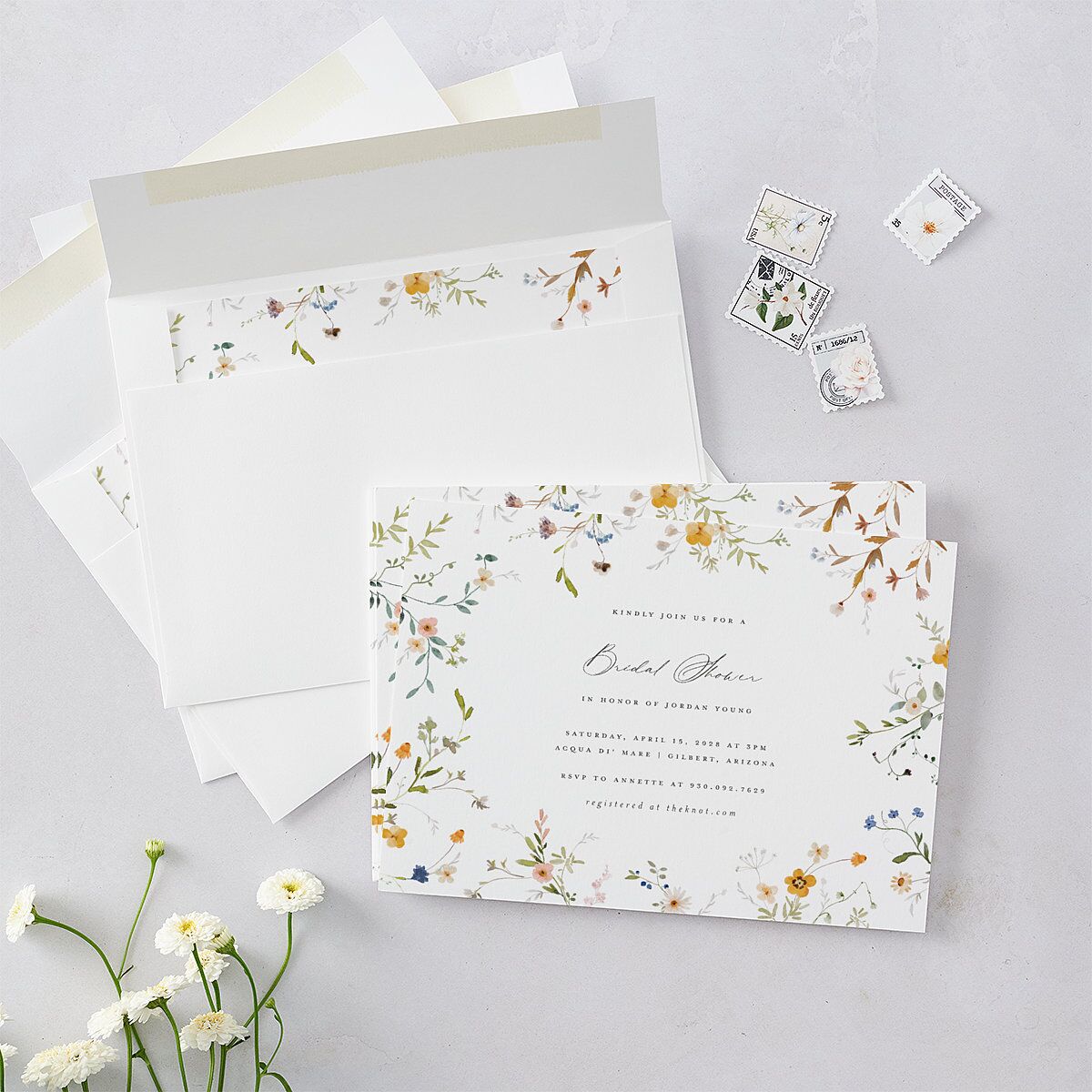 Dainty Wildflowers Bridal Shower Invitations Sunflower Signature Blank Standard
