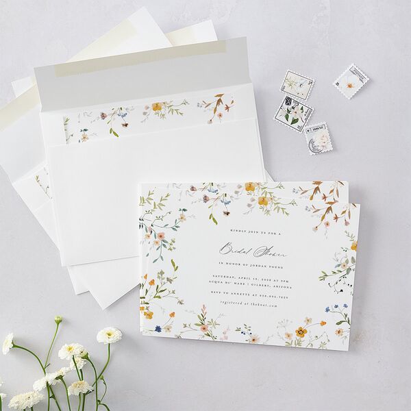 Dainty Wildflowers Bridal Shower Invitations Sunflower Signature Blank Standard
