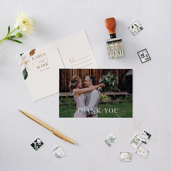 Southern Magnolia Thank You Postcard Mist