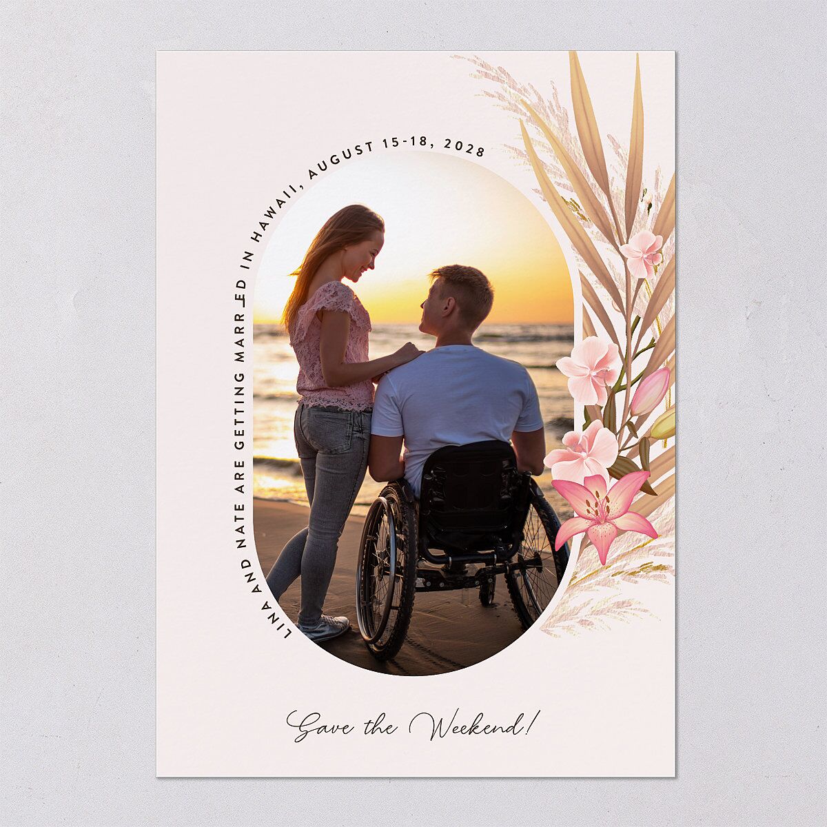 Tropical Oval Save The Date Cards — view 6