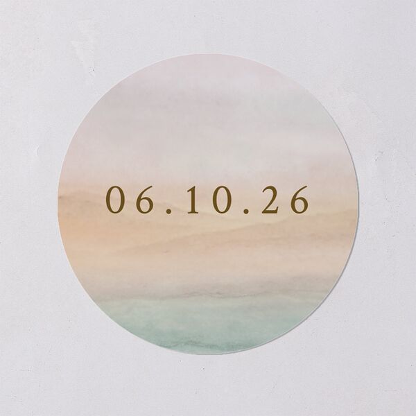 Ethereal Sunset Wedding Stickers Peach Fuzz Circle