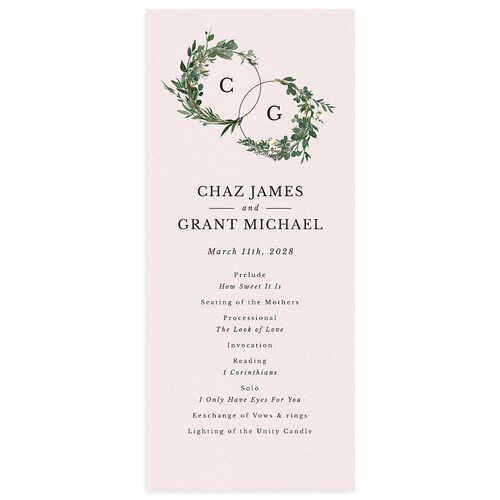 Leafy Hoops Wedding Programs Peony Signature