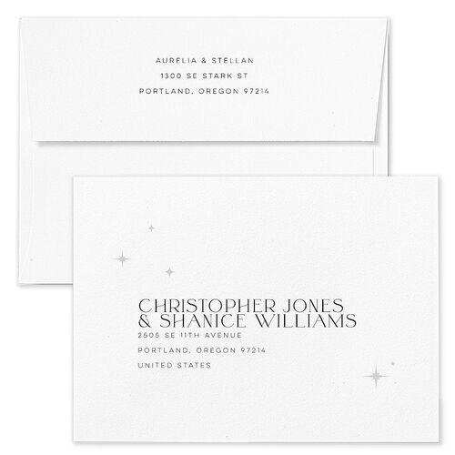 Starry Photo Wedding Invitation Envelopes Midnight Rose Return Address Standard Signature