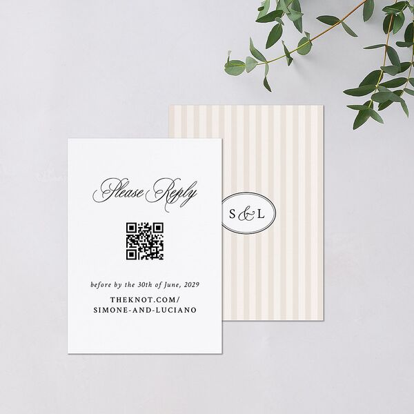 Your Own Classic Italian Venue QR Code RSVP Cards Pure White Signature Standard