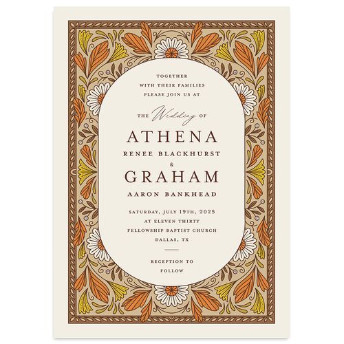 Intricate Vintage Wedding Invitations Tan Signature Blank No Standard