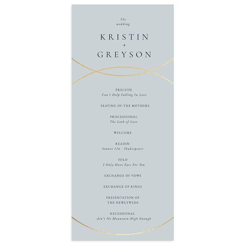Minimal Rings Wedding Programs Gold Slate Signature