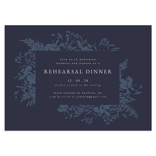 Glistening Garden Rehearsal Dinner Invitations Midnight Navy Signature Blank Standard