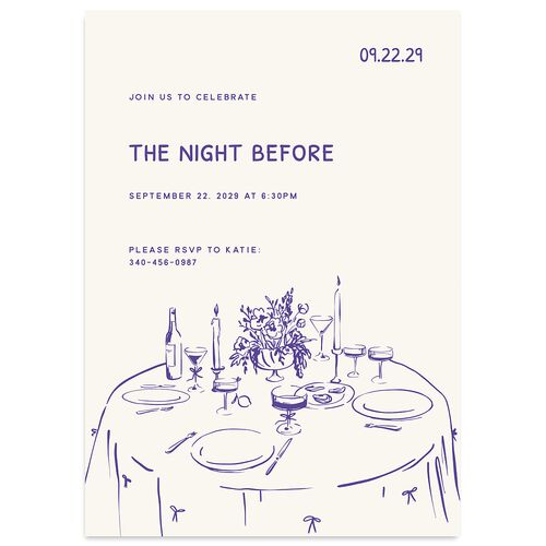 Hand Drawn Recipe Rehearsal Dinner Invitations Sapphire Signature Blank Standard