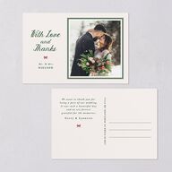 Vintage Bow Pattern Photo Thank You Postcards Jewel Green