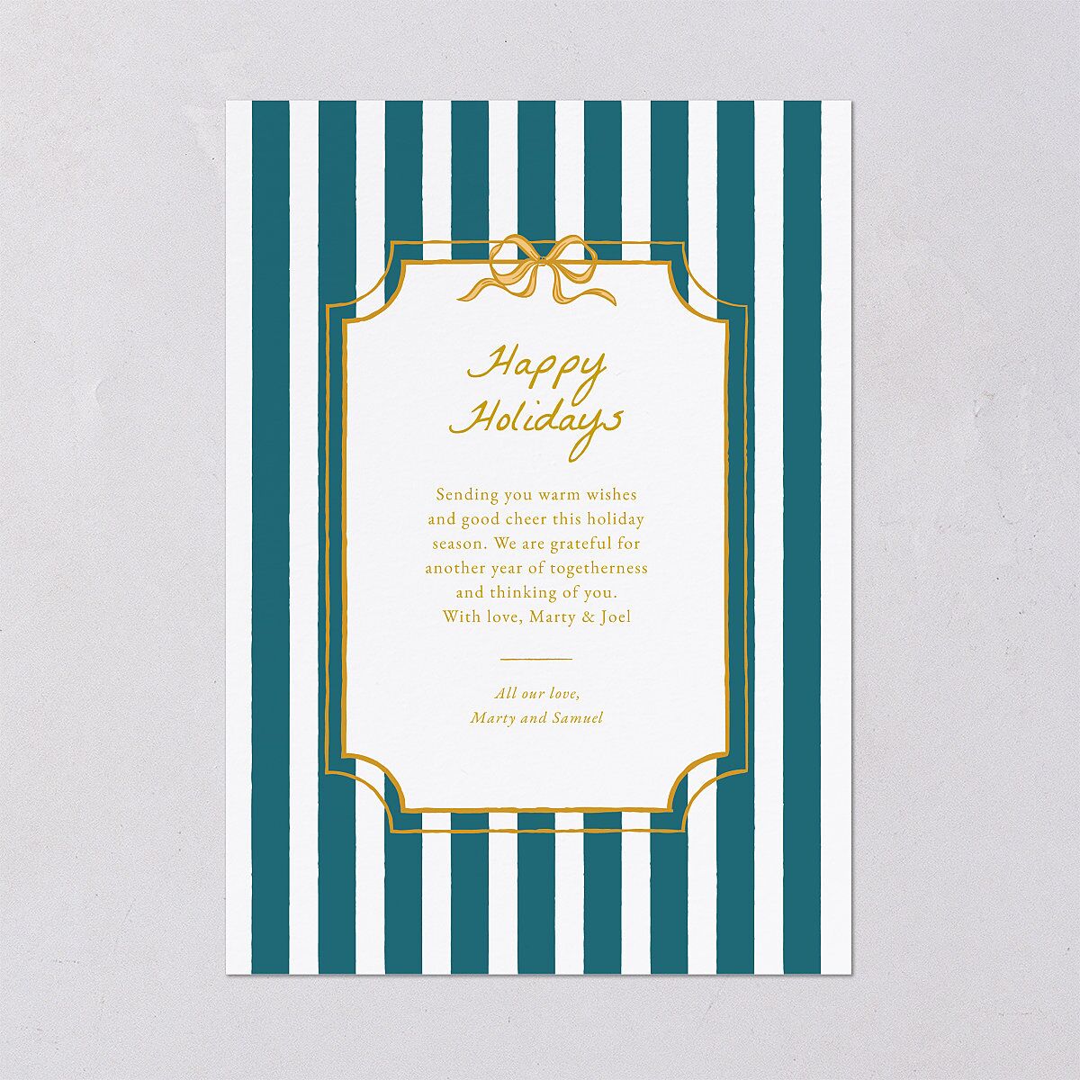 Vintage Bow Frame Holiday Cards Deep Lake Signature Blank