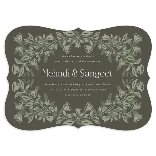 Rustic Nouveau Bridal Shower Invitations Hunter Green Signature Blank