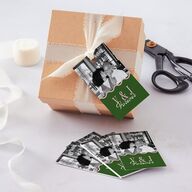 Wavy Frame Photo Favor Gift Tags Scottish Green Signature