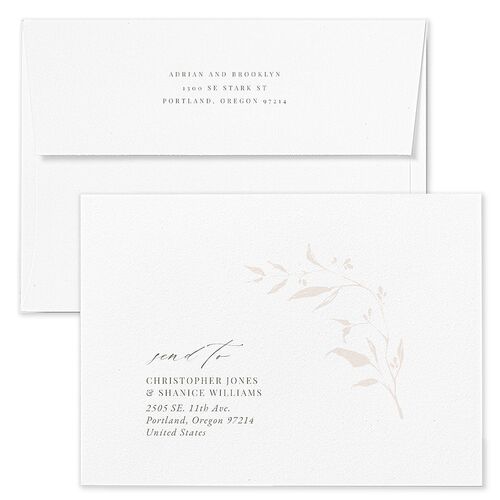 Rustic Minimal Wedding Invitation Envelopes Terracotta Blossom Return Address Standard Signature