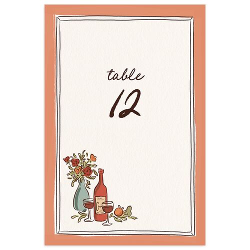 Hand Drawn Tablescape Table Numbers Apricot Signature