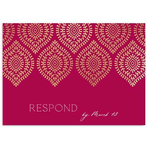 Gilded Lehenga Wedding Response Cards Gold Raspberry Signature