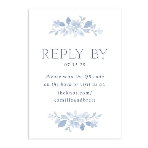 Porcelain Blue Floral Watercolor QR Code RSVP Cards Cornflower Signature Standard