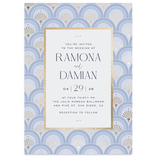 Modern Deco Wedding Invitations Gold Slate Signature Blank No Standard