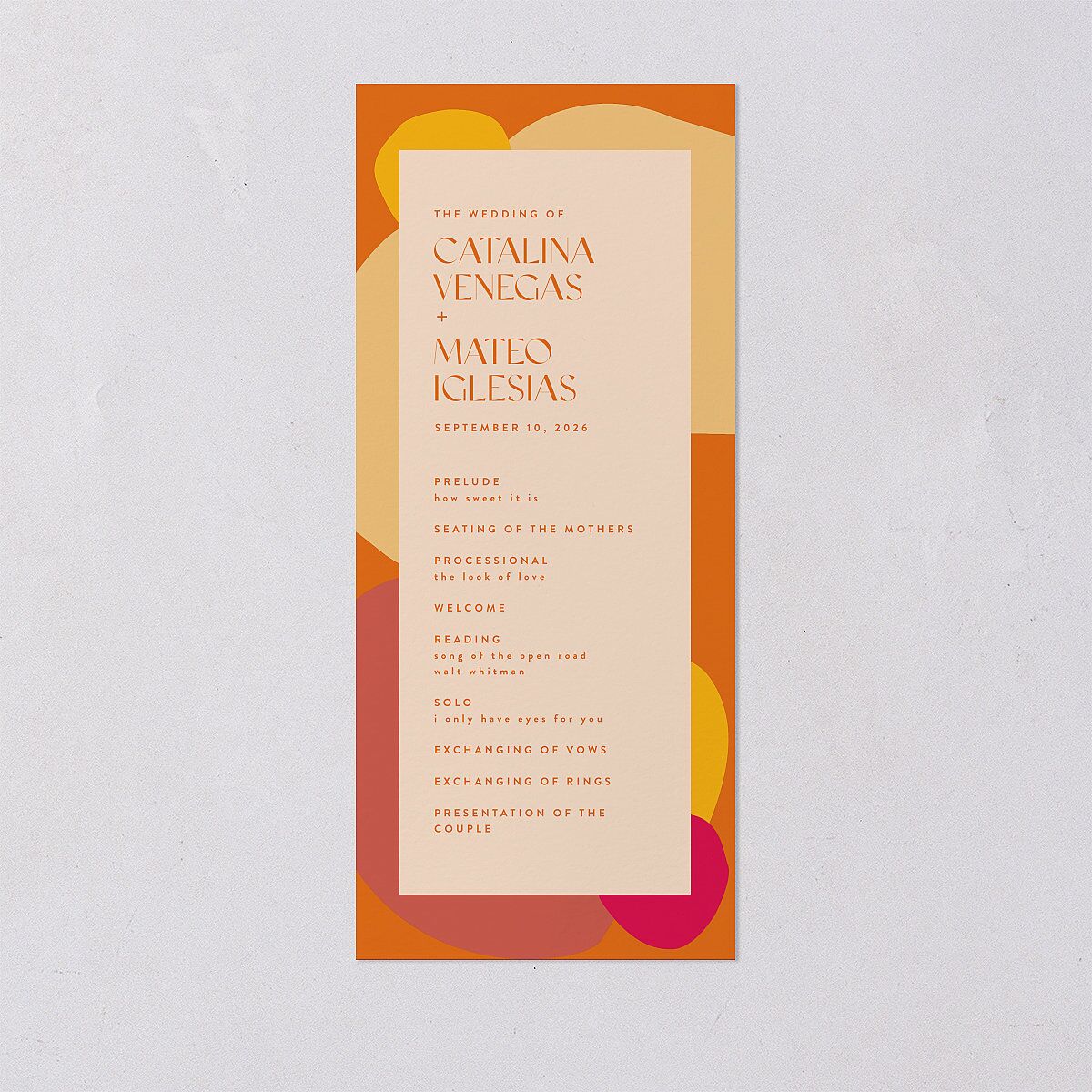 Santa Cruz Wedding Programs Tangerine Signature