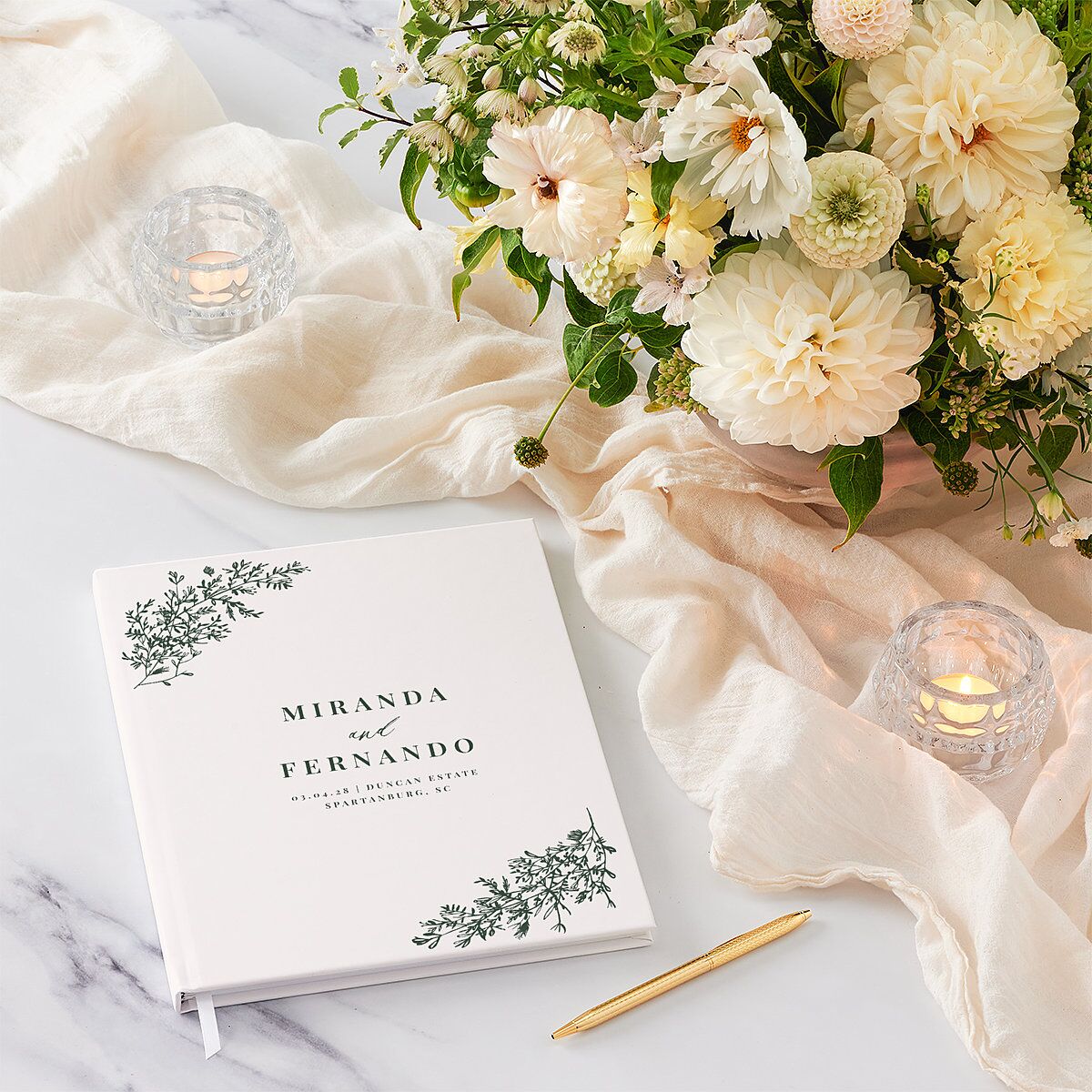 Botanical Branches Wedding Guest Book Dark Night